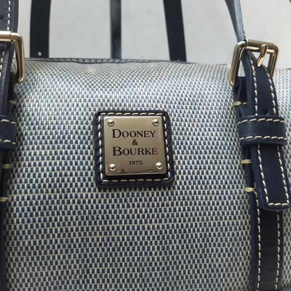 Dooney & Bourke Gray Coated Canvas Leather Trim Double Handle Zipper Satchel Bag - Picture 3 of 15